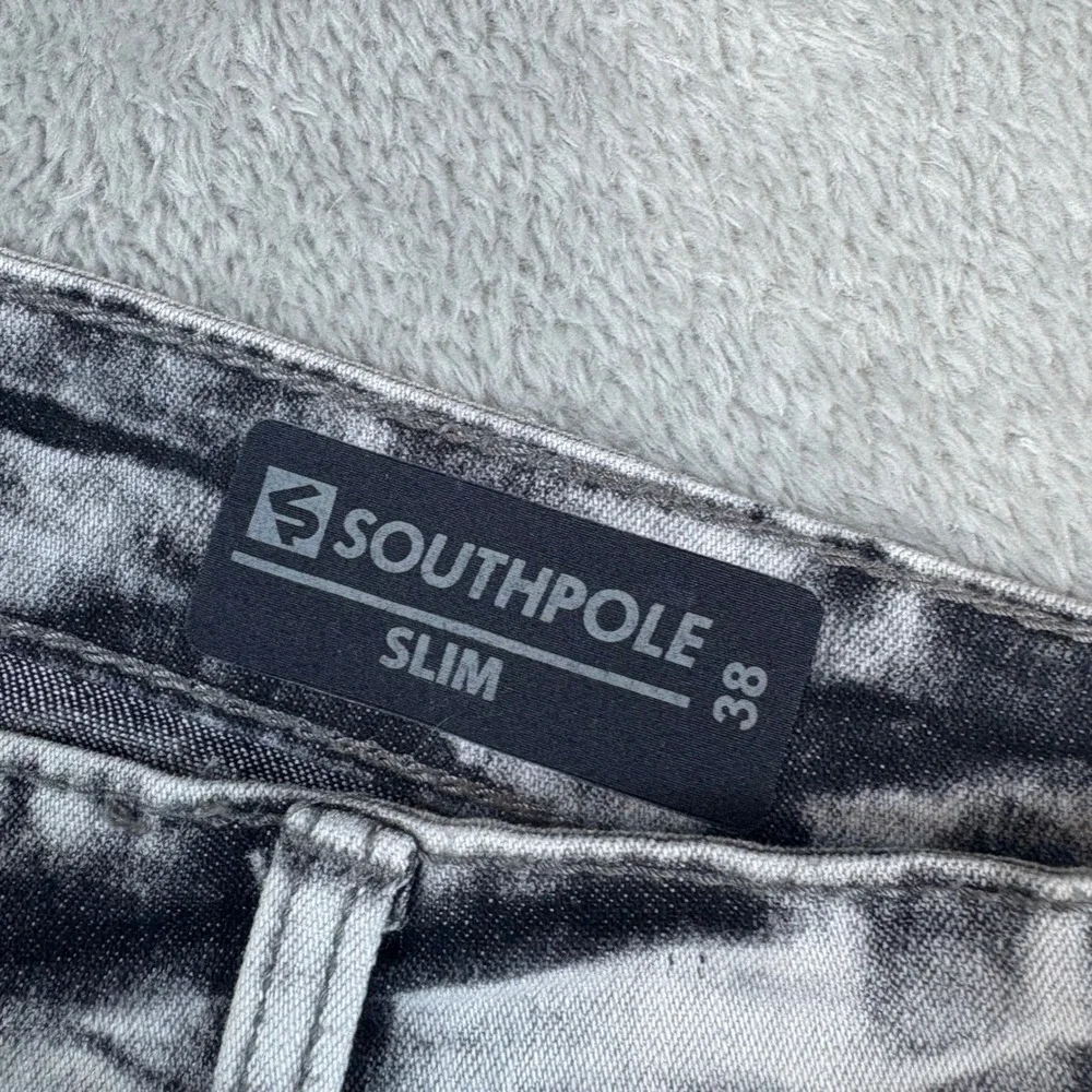Southpole Denim Shorts Men 38 Slim Moto Acid Wash Distressed Grey Streetwear‎